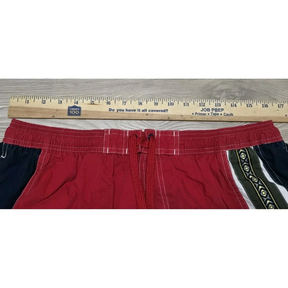 Speedo‎ Vintage Swim Trunks Shorts Aztec Mens XL Red Blue Lined